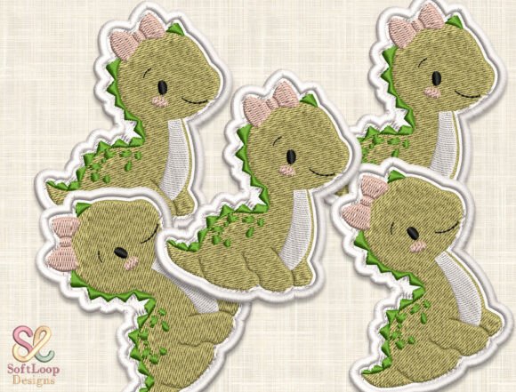 Adorable GIRL DINOSAUR Patch Embroidery