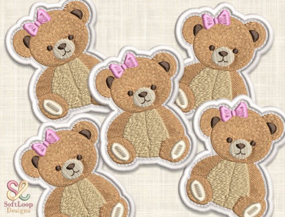 Adorable GIRL TEDDY BEAR Embroidery Design