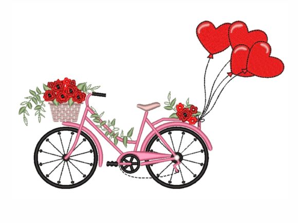 Bicycle with Balloons: A Charming Valentine's Design
