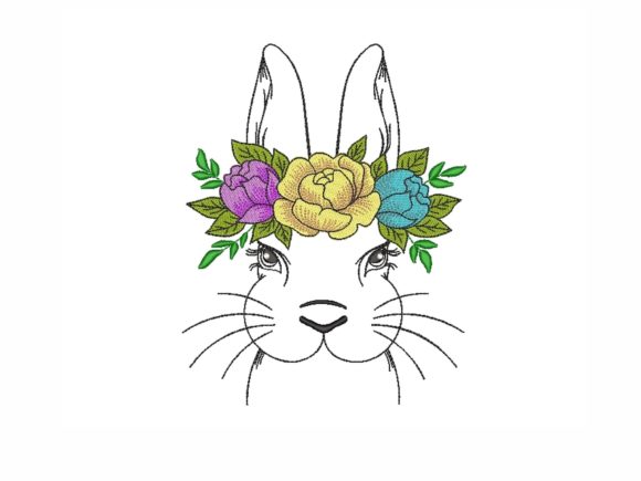 Bunny with Flowers: A Charming Easter Embroidery