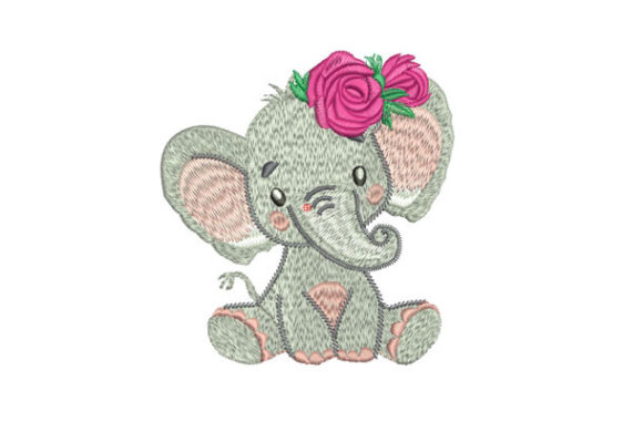 Charming Beautiful Baby Elephant Embroidery