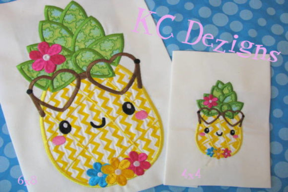 Cute Pineapple with Flowers Embroidery Design