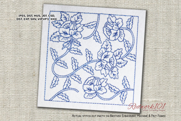 Elegant Seamless Pattern with Roses Redwork
