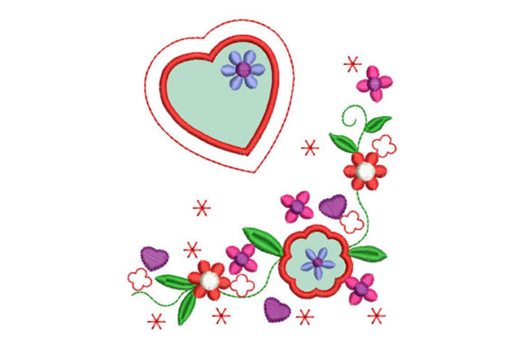 Flowers and Hearts: A Charming Embroidery Design