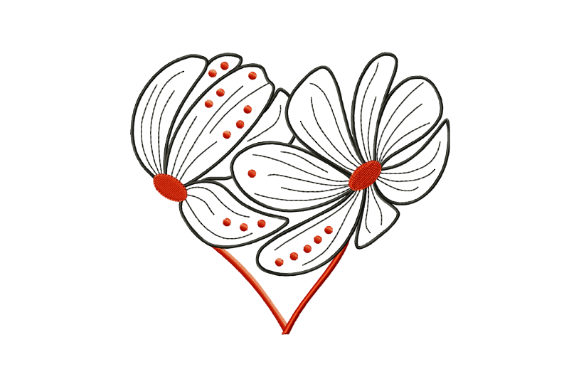 Heart Shaped Flowers: A Romantic Embroidery Design